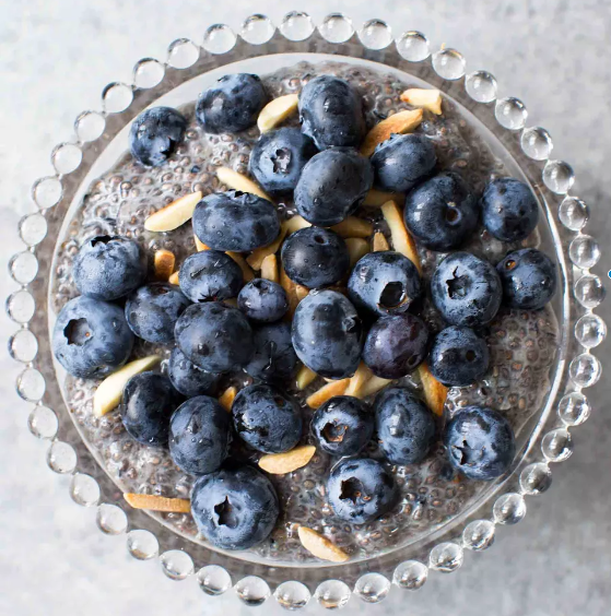 Chia Pudding with Blueberries and Almonds