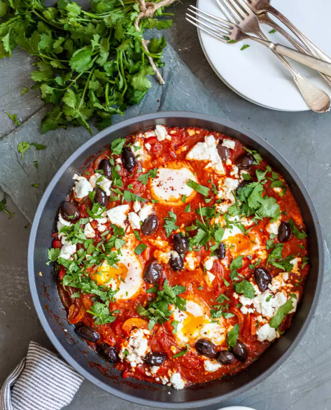 Shakshuka with Feta, Olives, and Peppers