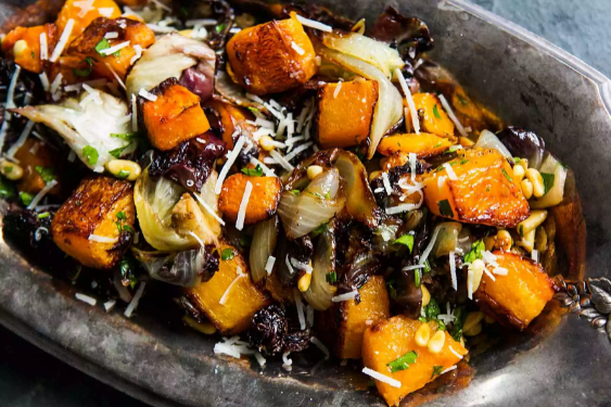 Roasted Butternut Squash, Radicchio, and Onion