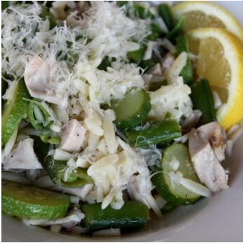 Lemon Orzo with Snap Peas and Zucchini