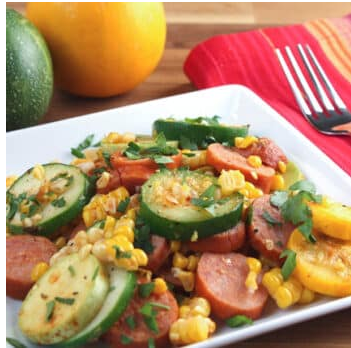 Spicy Sausage and Summer Squash Skillet