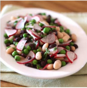 Black and White Bean Salad with Peas and Radishes