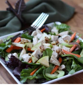 Turkey and Walnut Salad with Cranberry Dressing