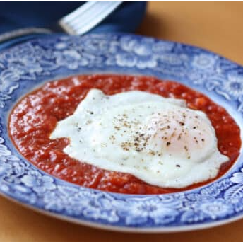 Soft Eggs Over Thyme Marinara Sauce