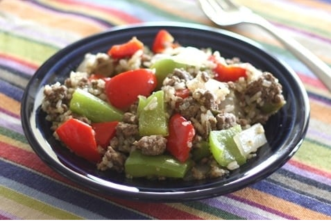 Spicy Hot Green Chile Beef and Pepper Skillet